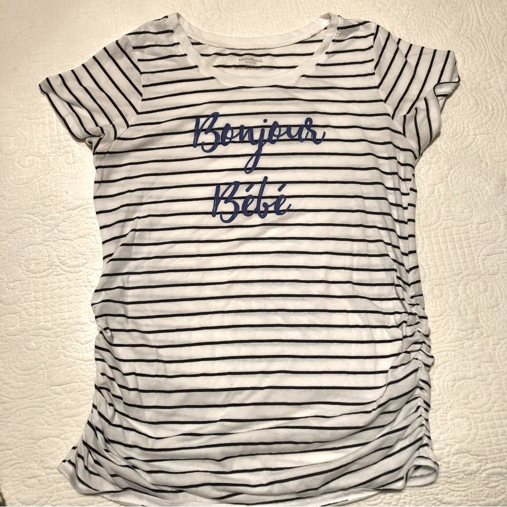 Bonjour Bebe -black and white striped top size M. Motherhood Maternity.